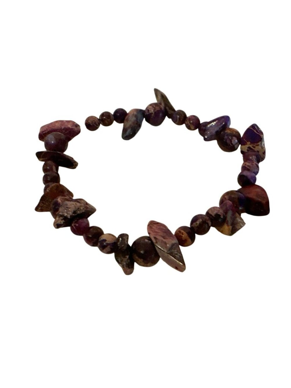 Purple Gemstone Beaded Stretch Bracelet Handmade Jewelry Boho Artsy Stackable